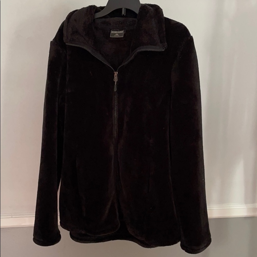 Black Fuzzy Zip Up Jacket